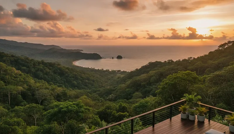 Golden hour tropical overlook in Costa Rica