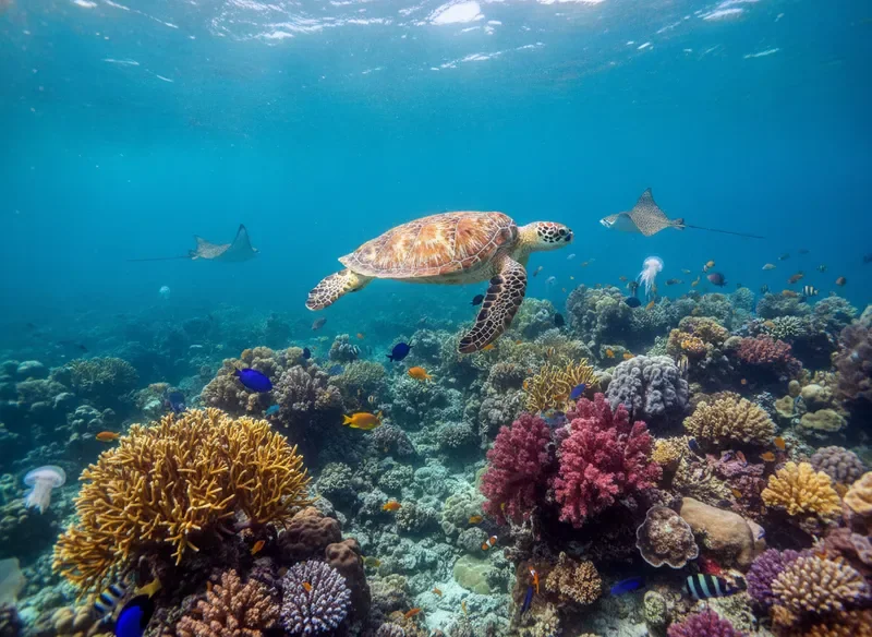 Snorkeling with a sea turtle on the Caribbean coast