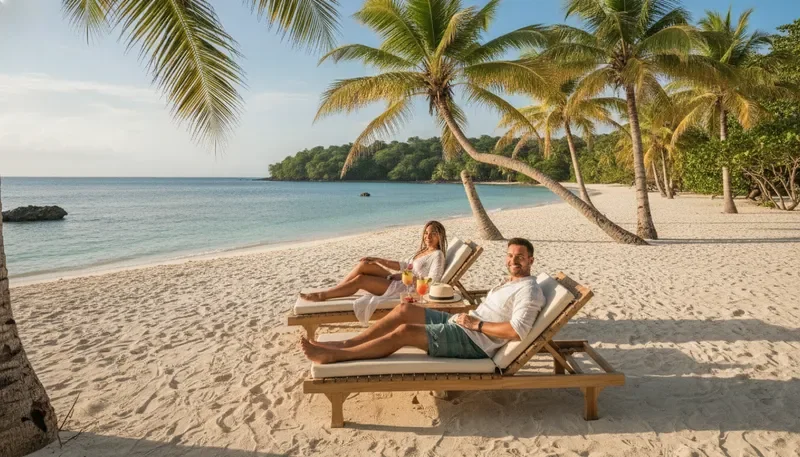 Couple on a secluded Caribbean beach